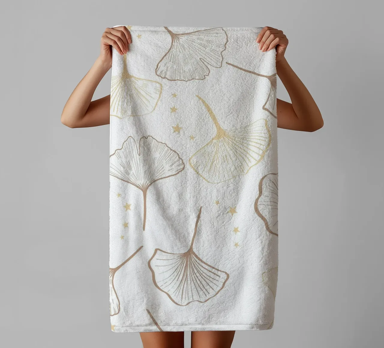 Ginkgo Biloba d'oro disegnato a mano asciugamano da bagno da gulsengunel