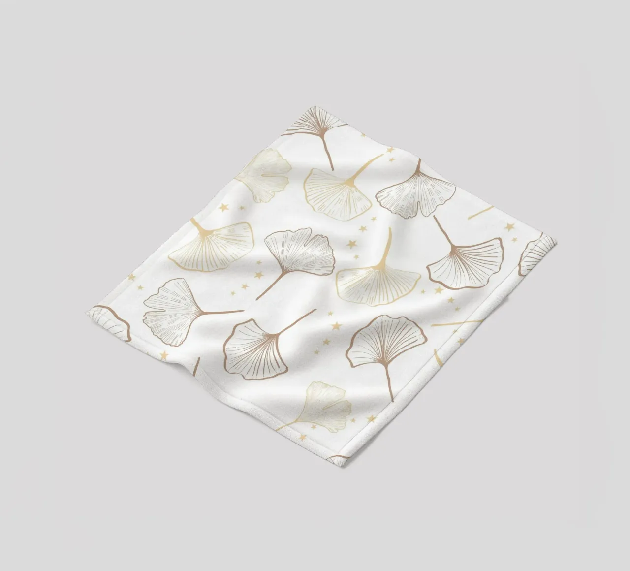 Ginkgo Biloba d'oro disegnato a mano coperta in pile da gulsengunel