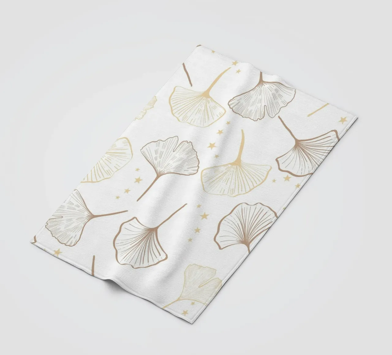 Ginkgo Biloba d'oro disegnato a mano coperta in pile da gulsengunel