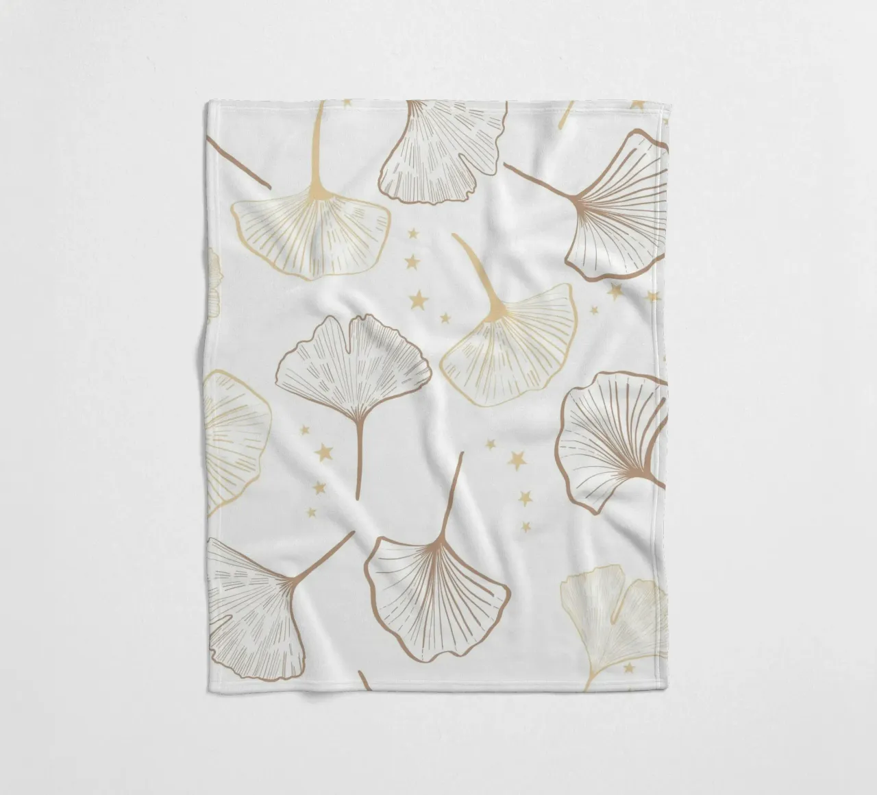 Ginkgo Biloba d'oro disegnato a mano coperta in pile da gulsengunel