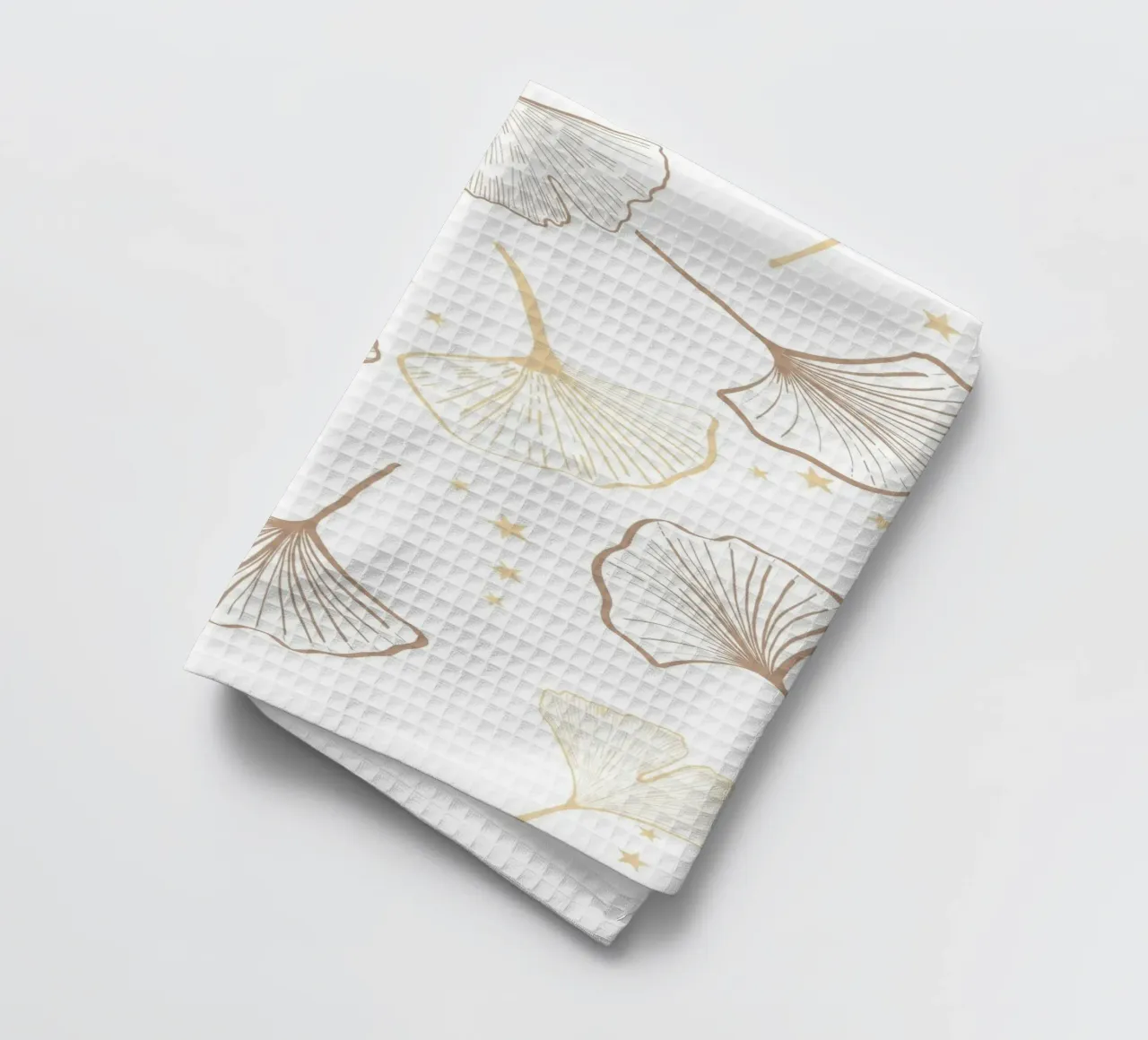 Ginkgo Biloba d'oro disegnato a mano canovaccio da cucina da gulsengunel