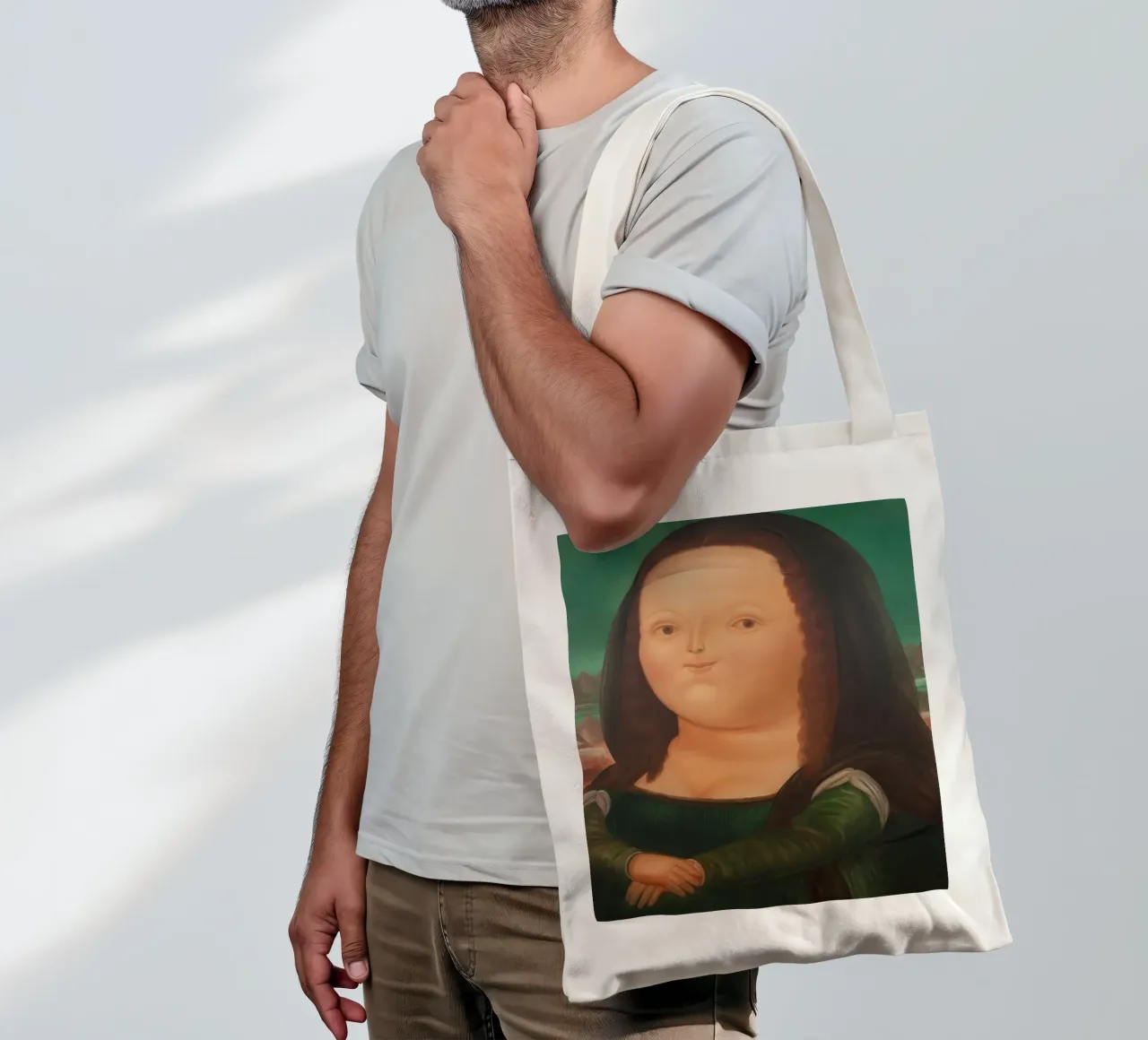 Monna Lisa di Fernando Botero borsa in juta da Classic Art Prints