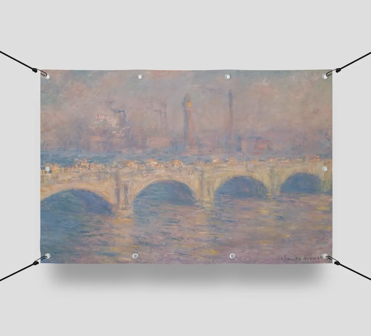 vista del fiume Tamigi con nebbia fitta telo in pvc da SMG Store