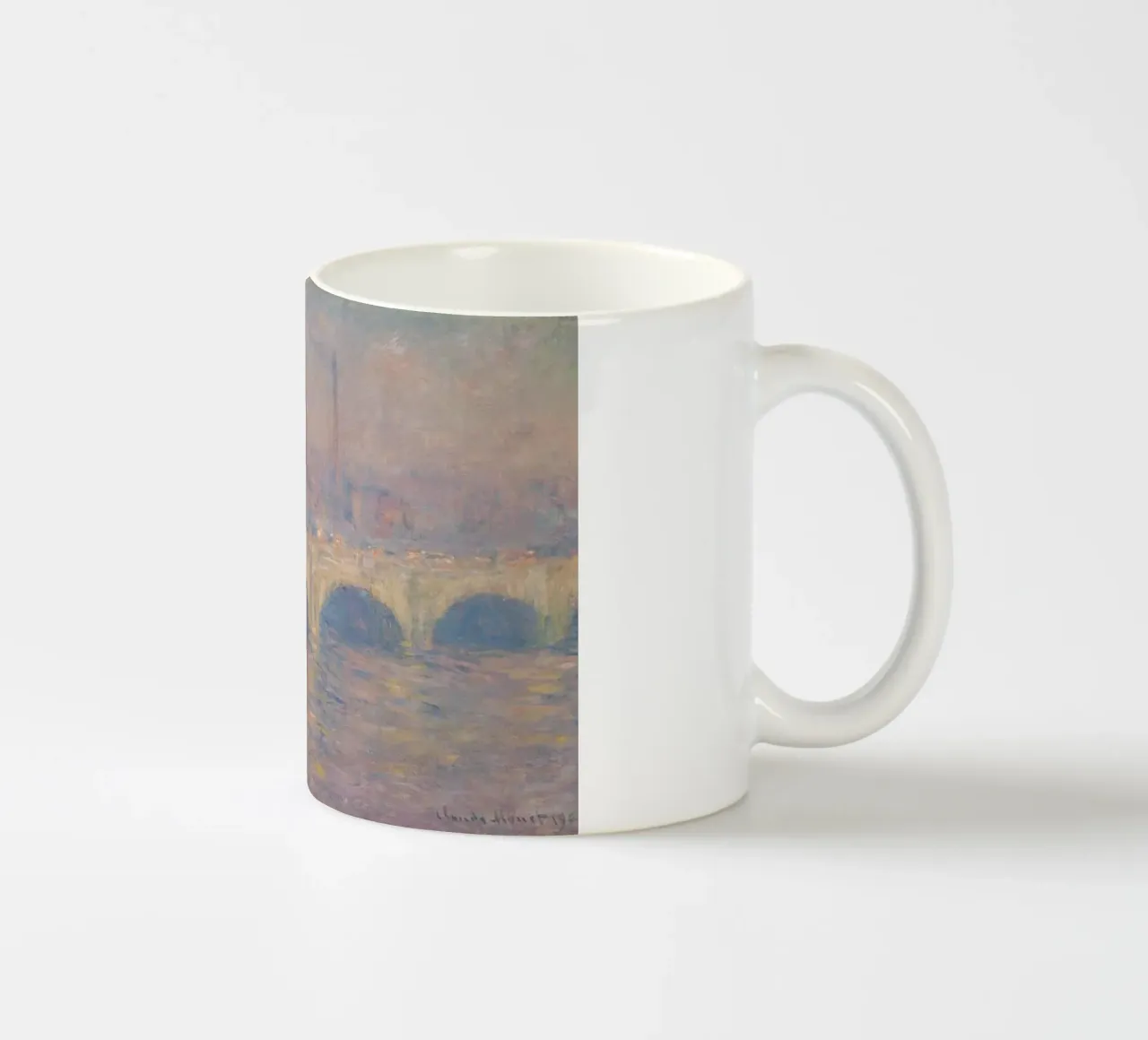 vista del fiume Tamigi con nebbia fitta tazza in ceramica da SMG Store