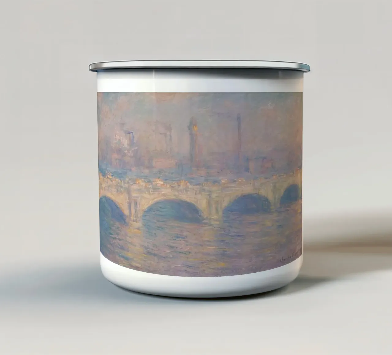 vista del fiume Tamigi con nebbia fitta tazza in smalto da SMG Store