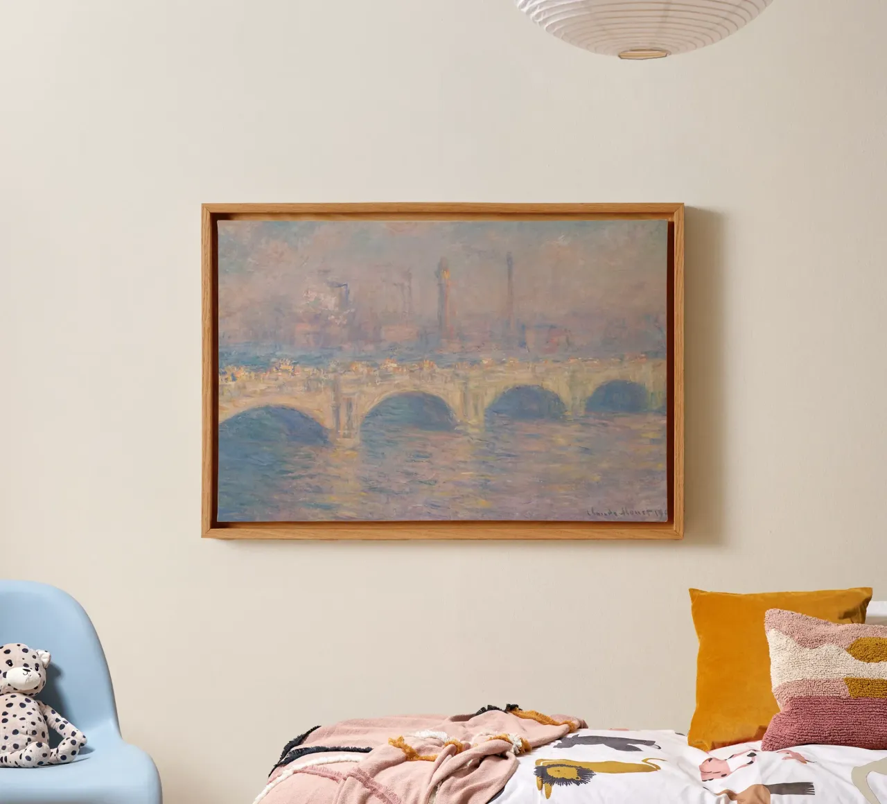view of the river thames with thick fog canvas by SMG Store