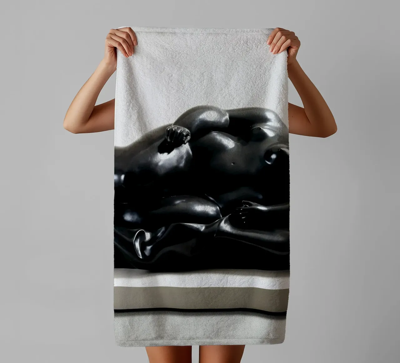 “Reclining Figure” by Fernando Botero towel by Classic Art Prints