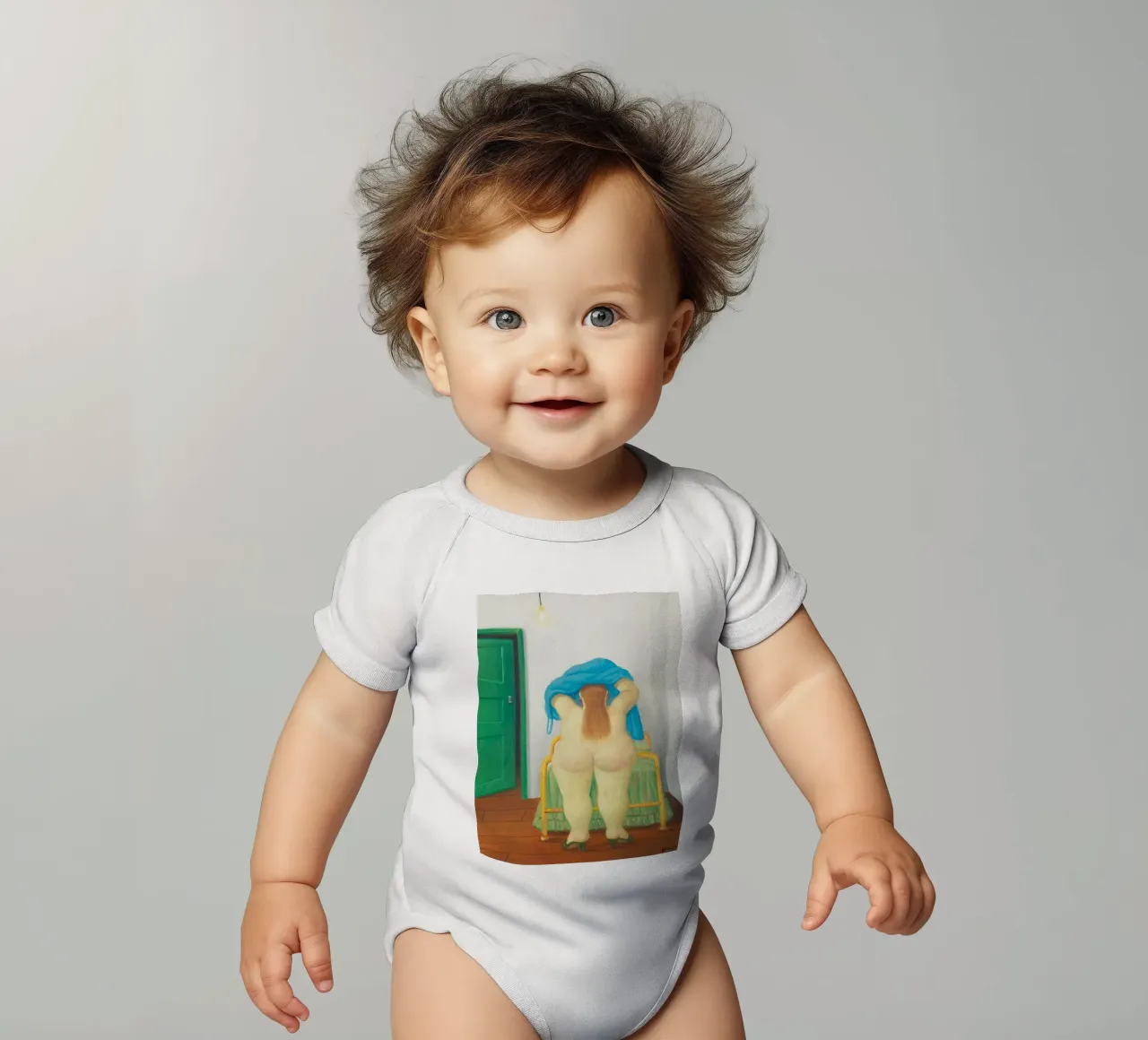 "Donna svestita" di Fernando Botero body neonato maniche corte da Classic Art Prints