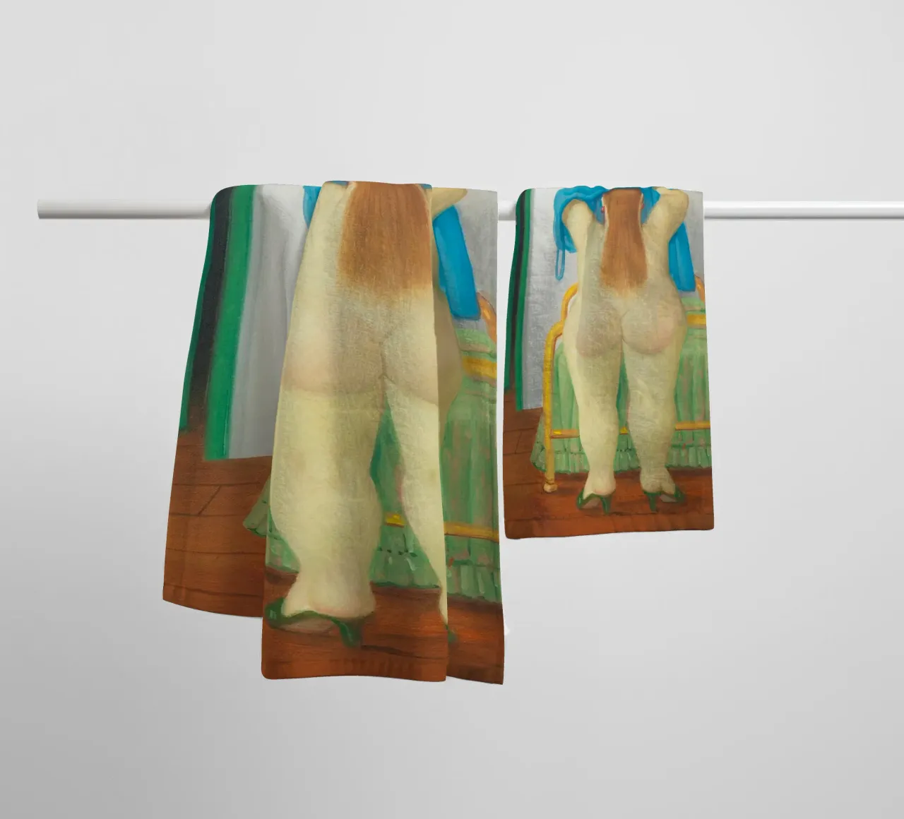 "Donna svestita" di Fernando Botero asciugamano da bagno da Classic Art Prints