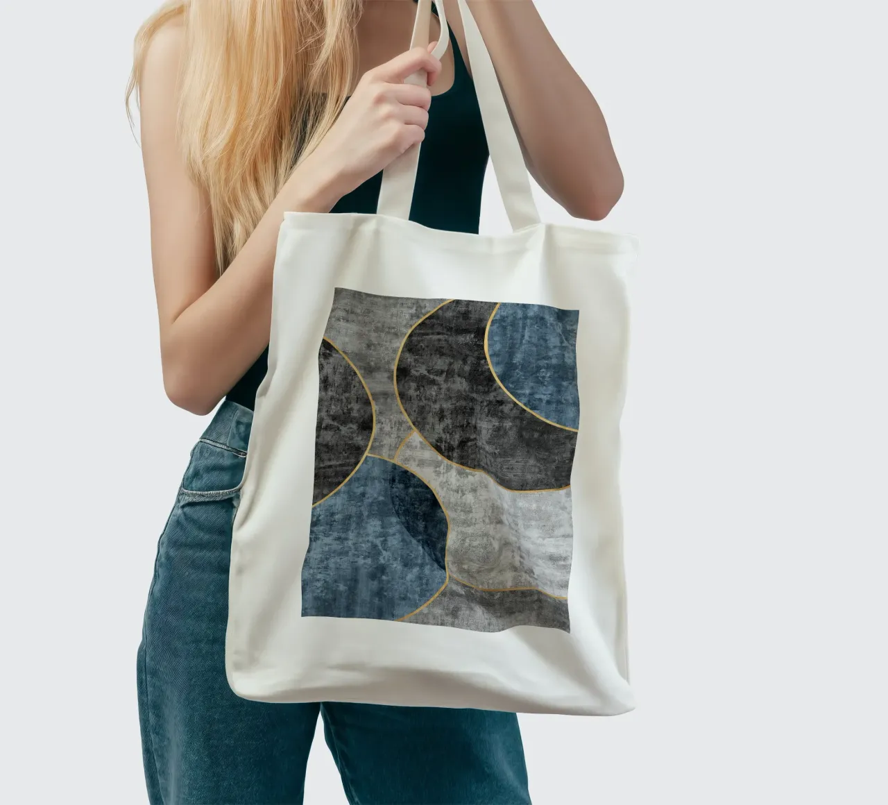 abstract art circles textures borsa in juta da vintageshop