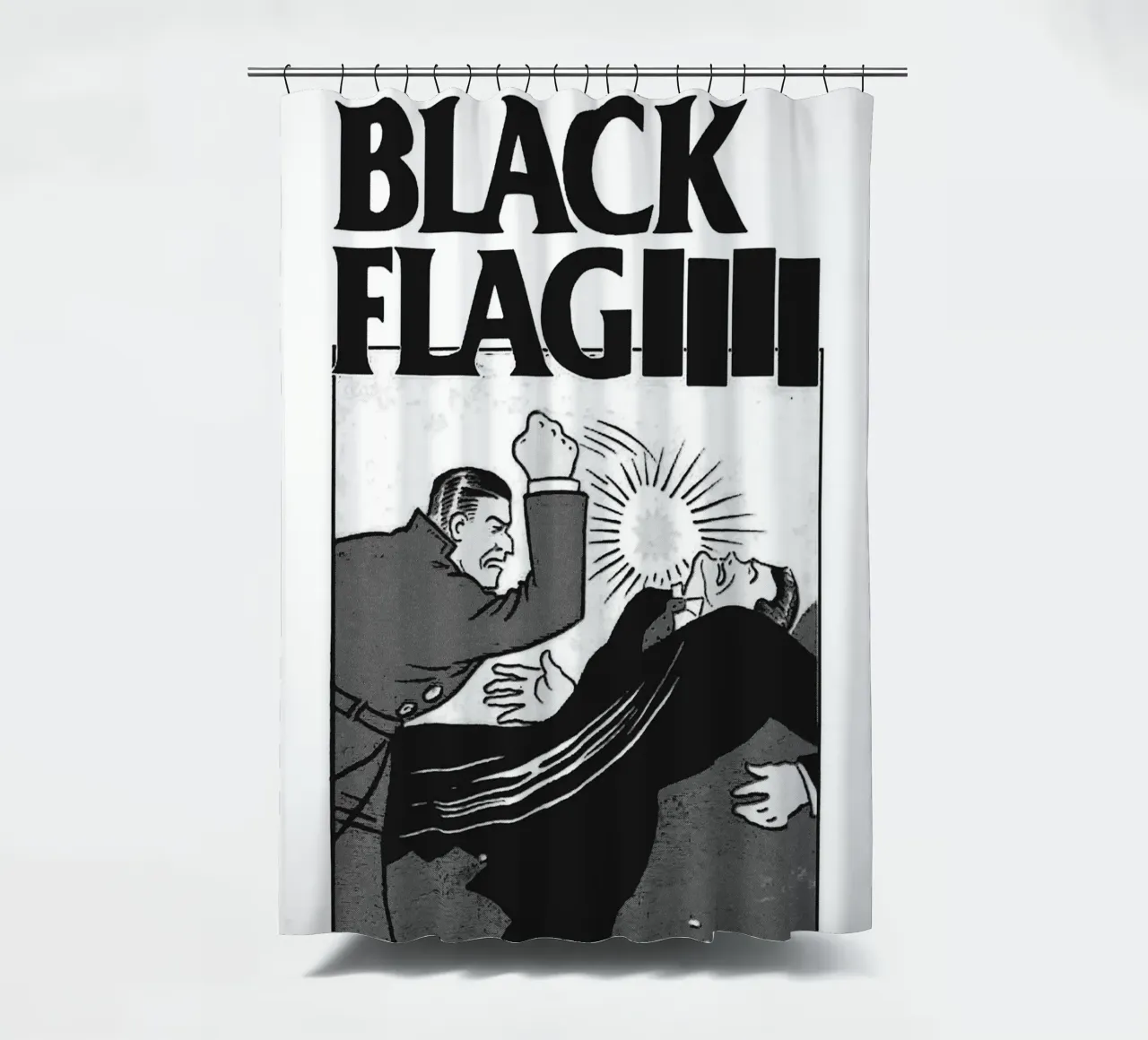 Schwarze Flagge Band Art Duschvorhang von vanhesling