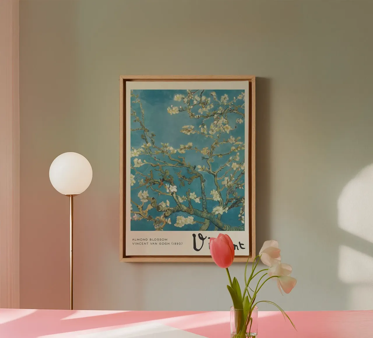 almond trees bloom in early spring canvas with Floater frame by Piper Shop Oke