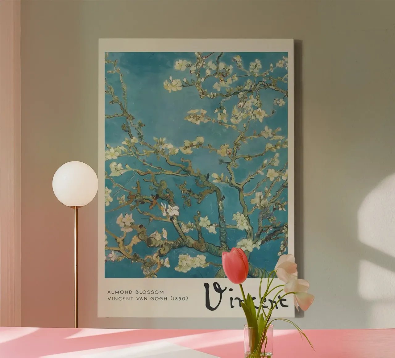 almond trees bloom in early spring canvas with Floater frame by Piper Shop Oke