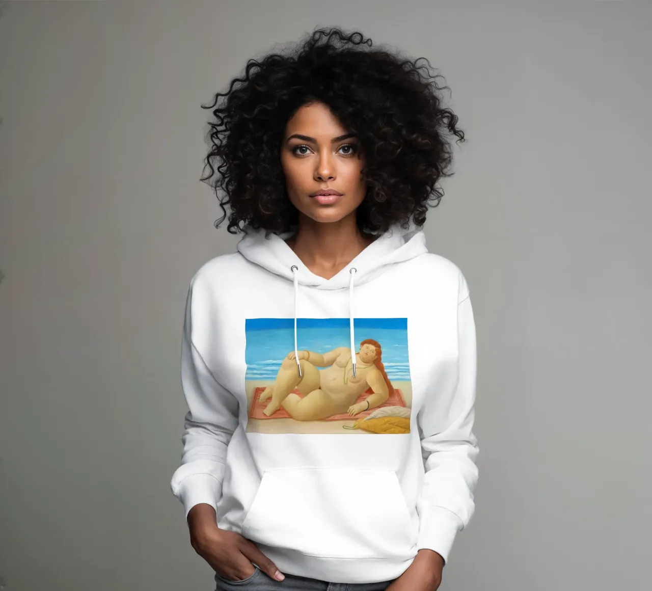 "La Playa" di Fernando Botero felpa con cappuccio da Classic Art Prints