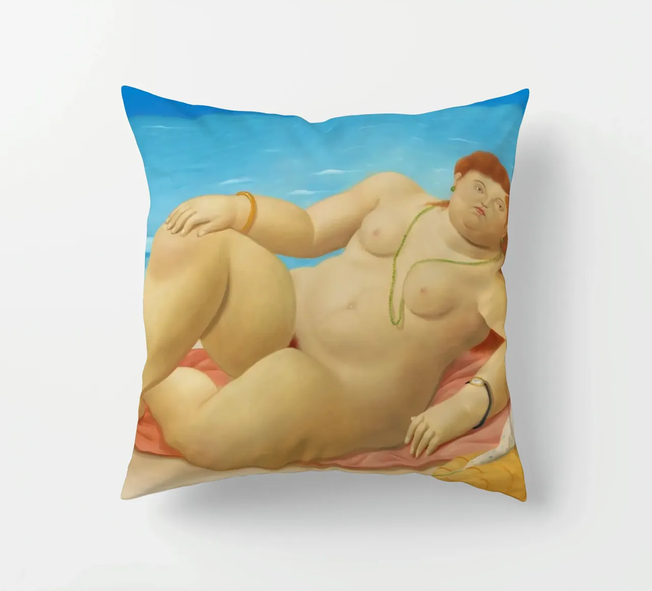 "La Playa" di Fernando Botero cuscino da Classic Art Prints