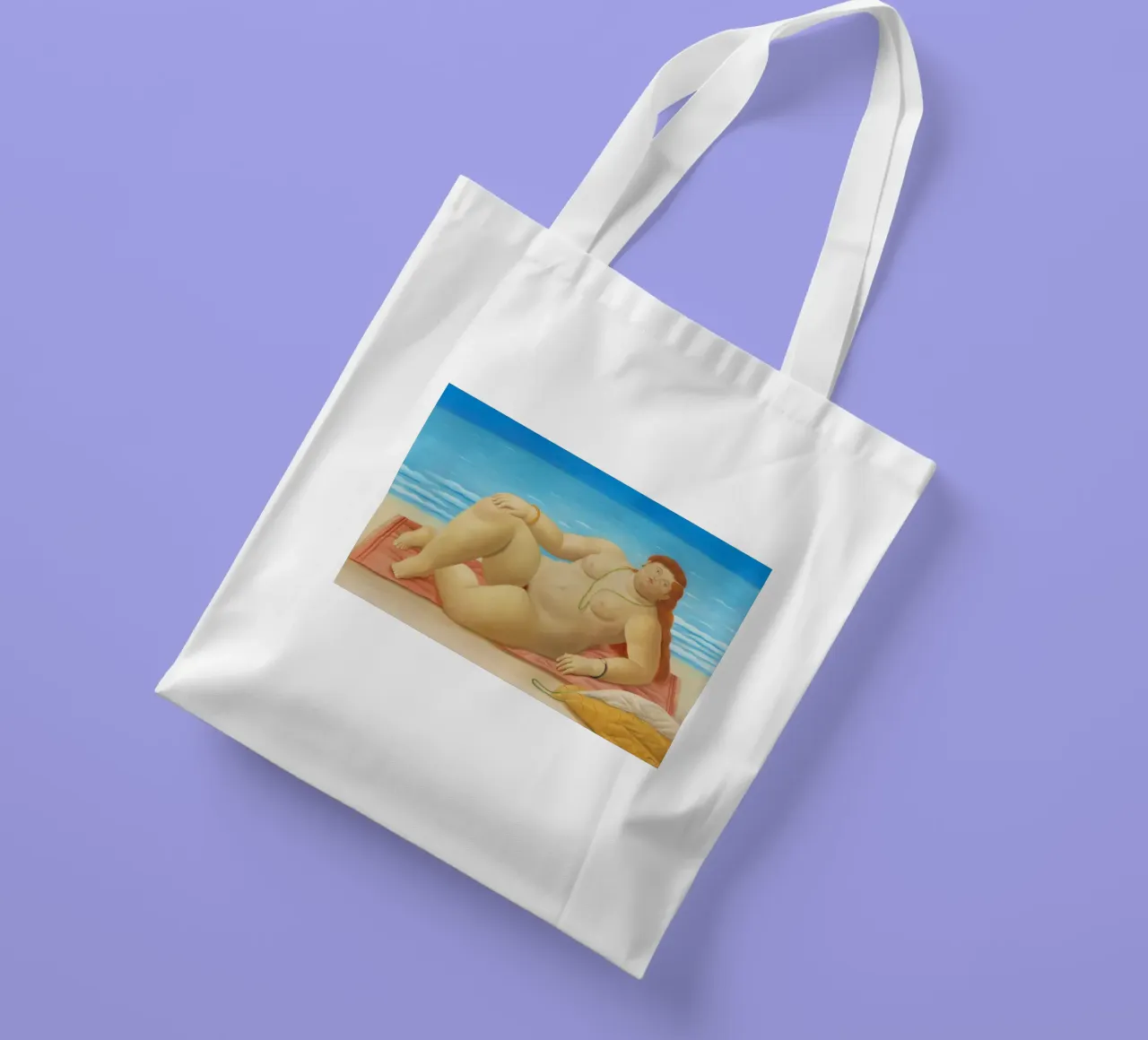 "La Playa" di Fernando Botero borsa in juta da Classic Art Prints