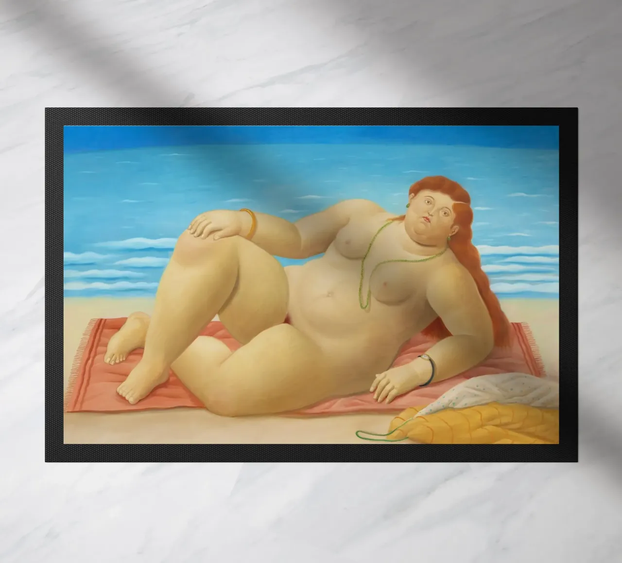 "La Playa" di Fernando Botero zerbino da Classic Art Prints