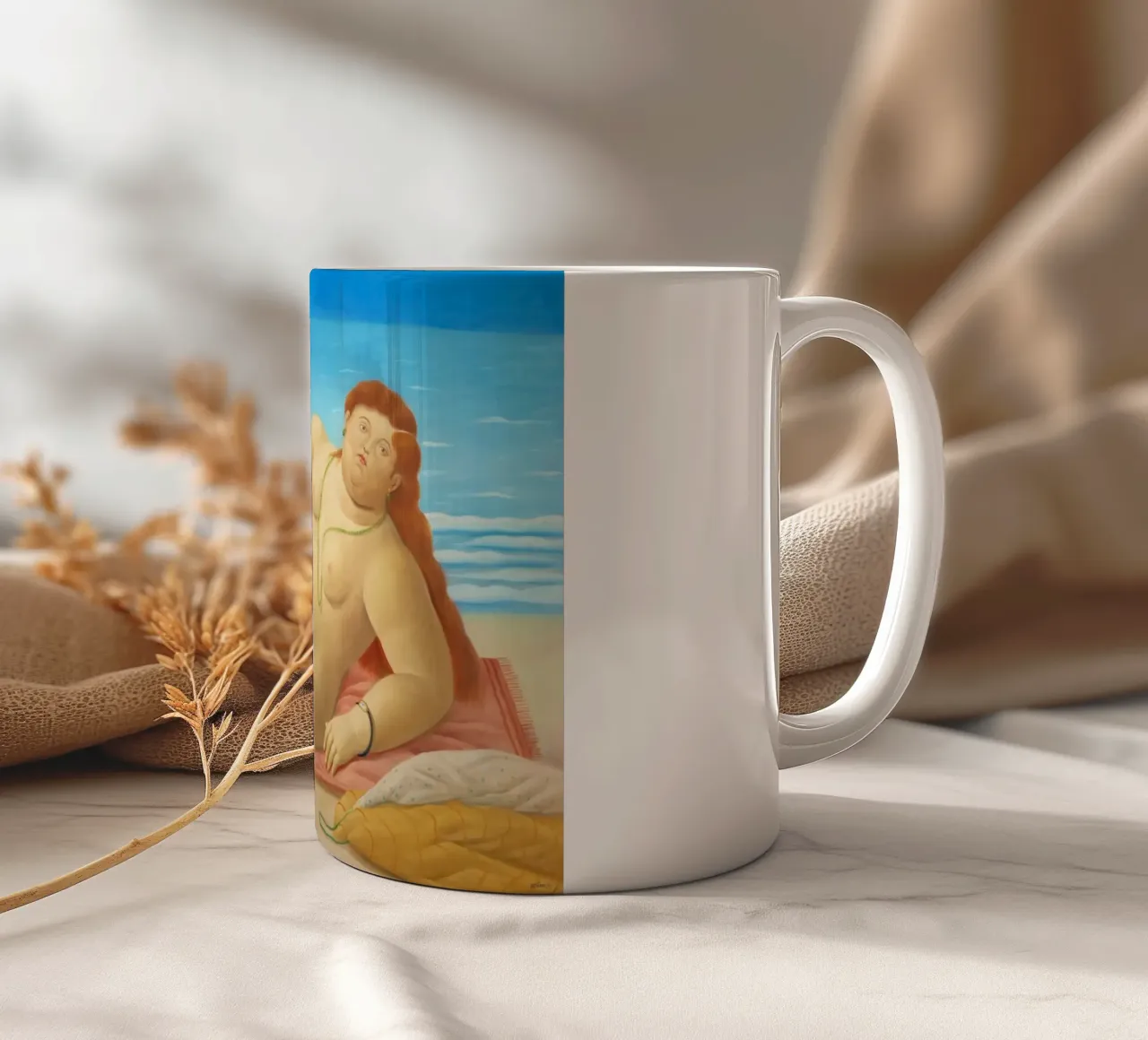 "La Playa" di Fernando Botero tazza in ceramica da Classic Art Prints