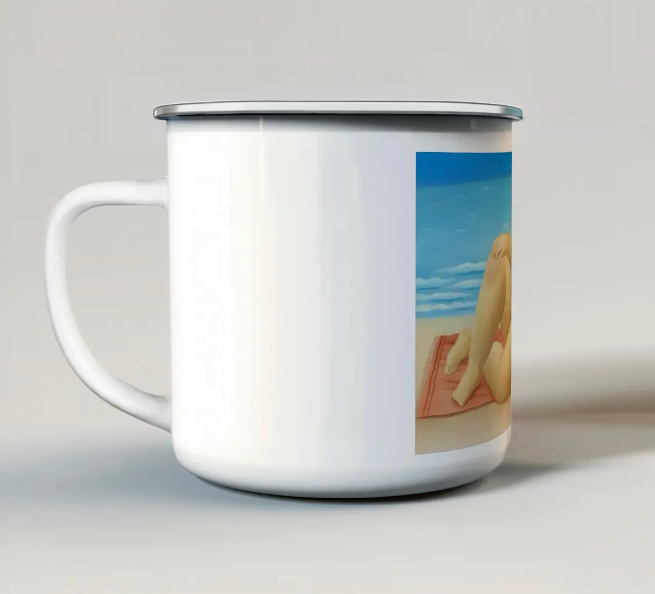 "La Playa" di Fernando Botero tazza in smalto da Classic Art Prints