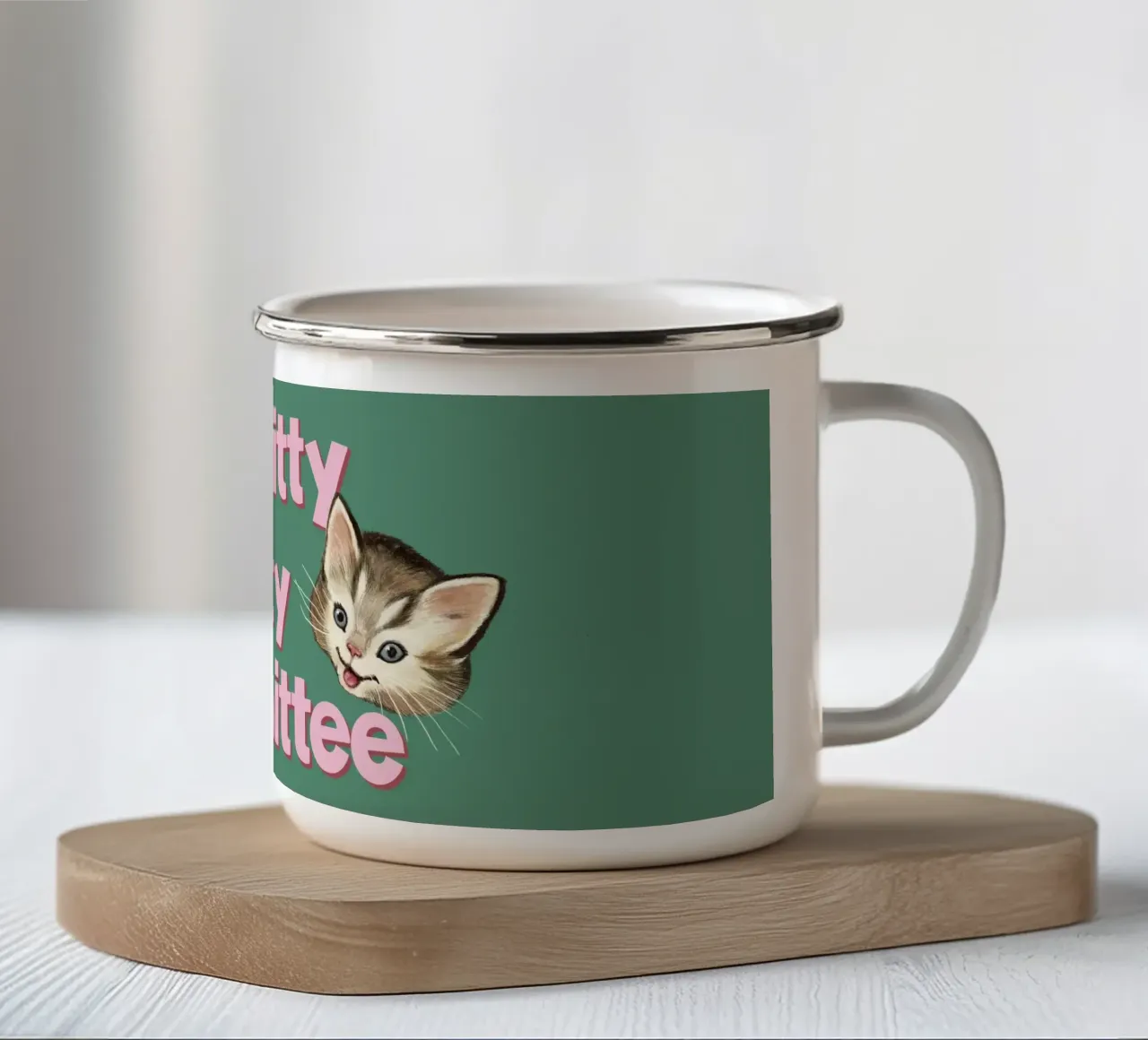 Itty Bitty Kitty Comité emaille mok van Laura Graves
