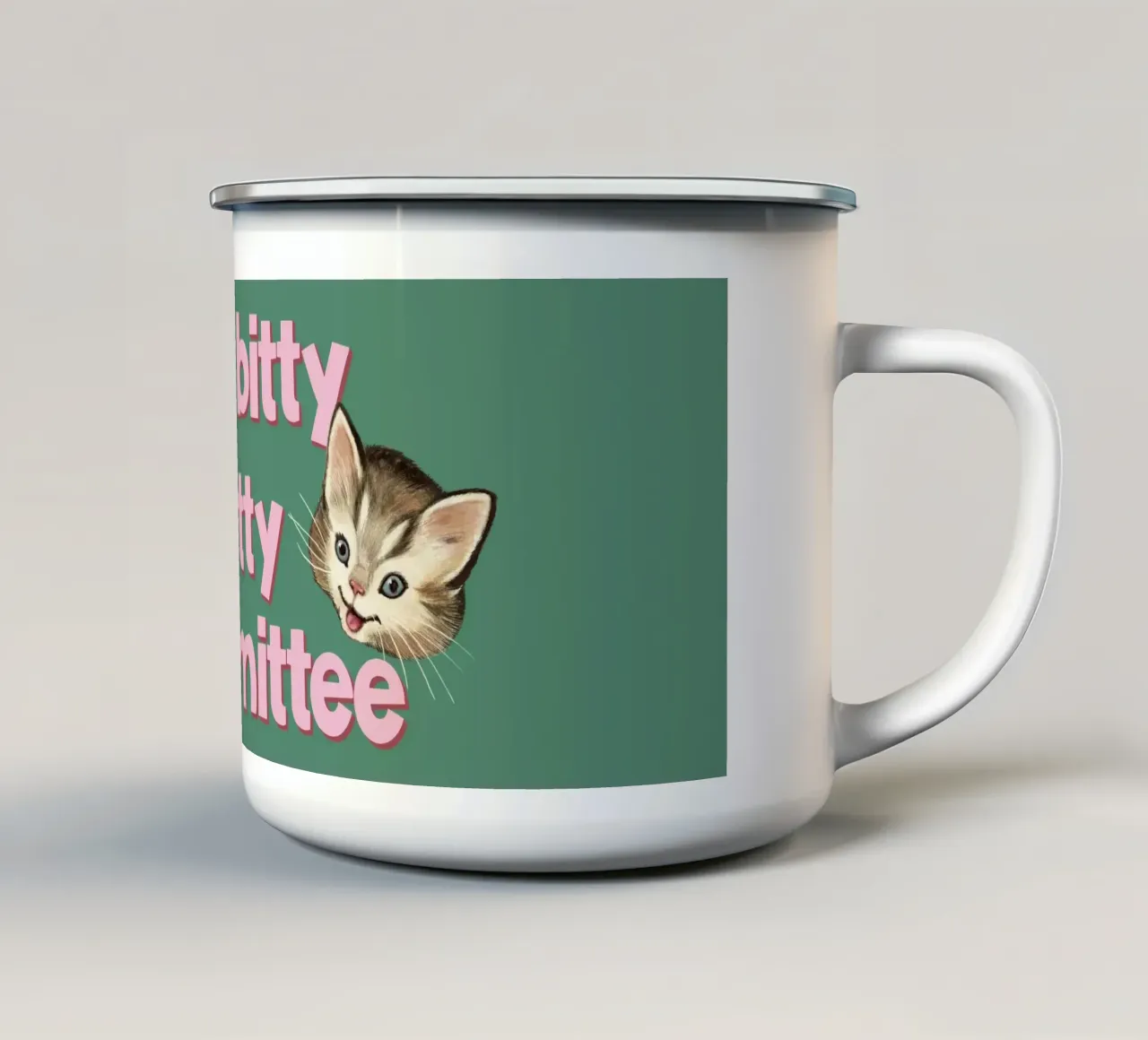 Itty Bitty Kitty Comité emaille mok van Laura Graves
