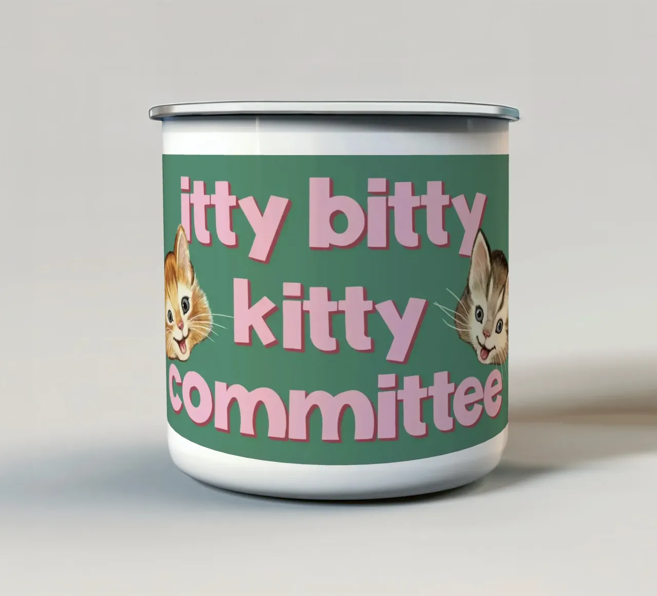 Itty Bitty Kitty Comité emaille mok van Laura Graves