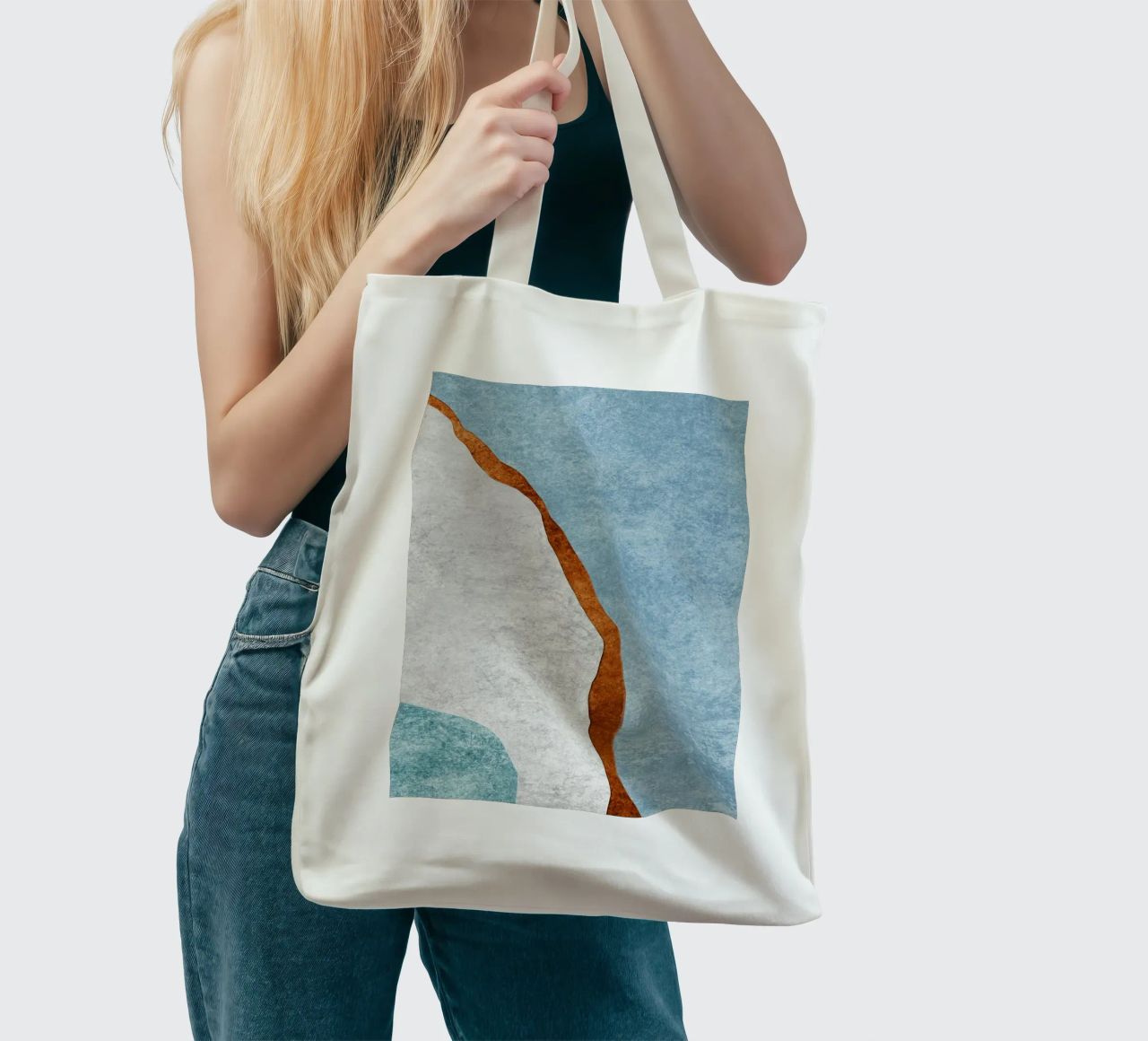 abstract art rust cutouts borsa in juta da vintageshop
