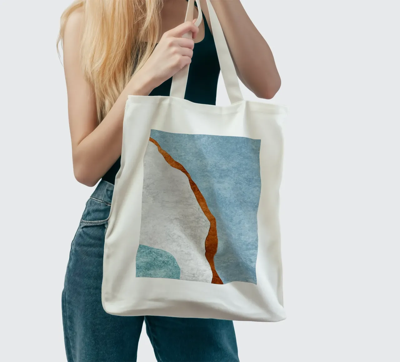 abstract art rust cutouts tote bag de vintageshop