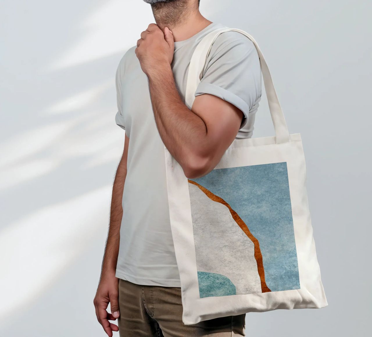 abstract art rust cutouts borsa in juta da vintageshop