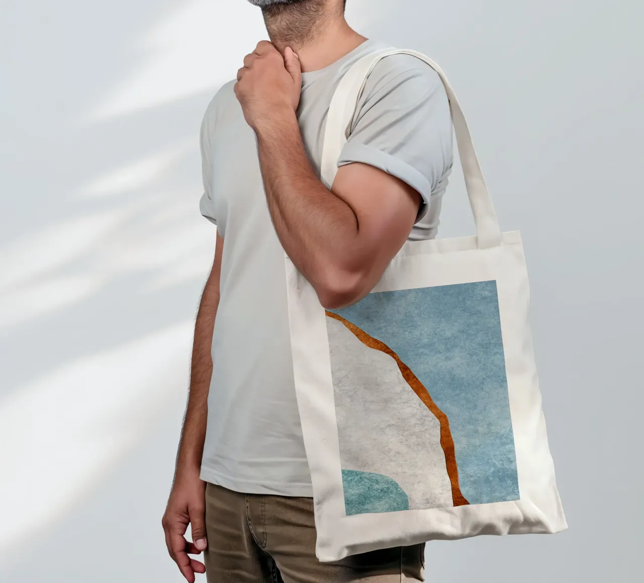 abstract art rust cutouts tote bag de vintageshop
