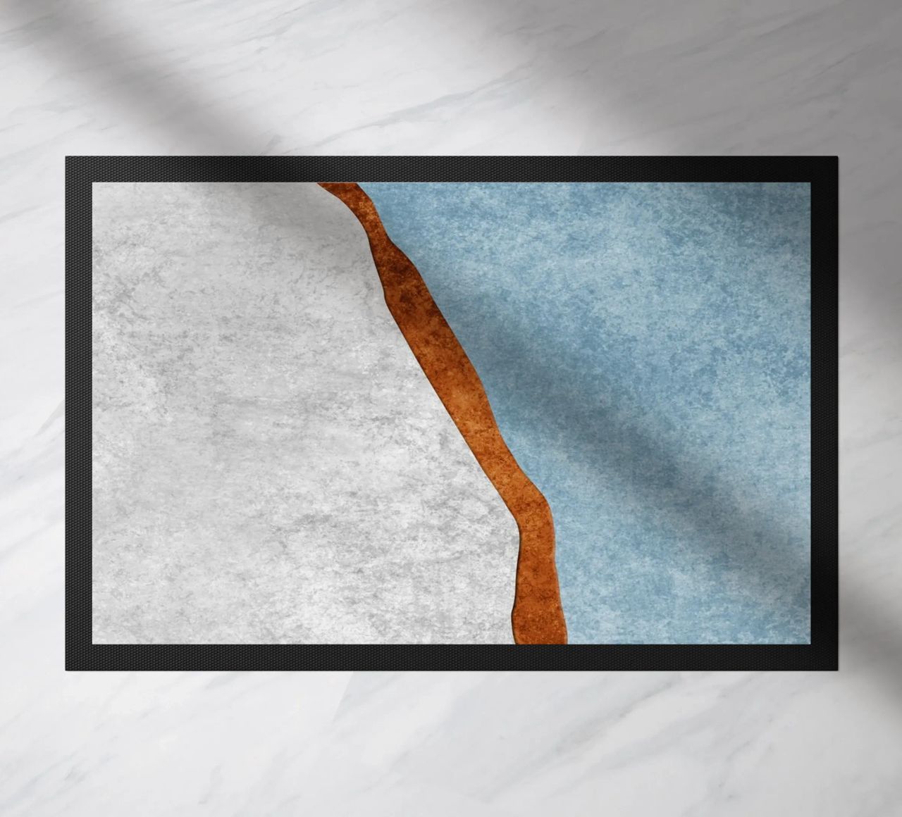 abstract art rust cutouts doormat by vintageshop