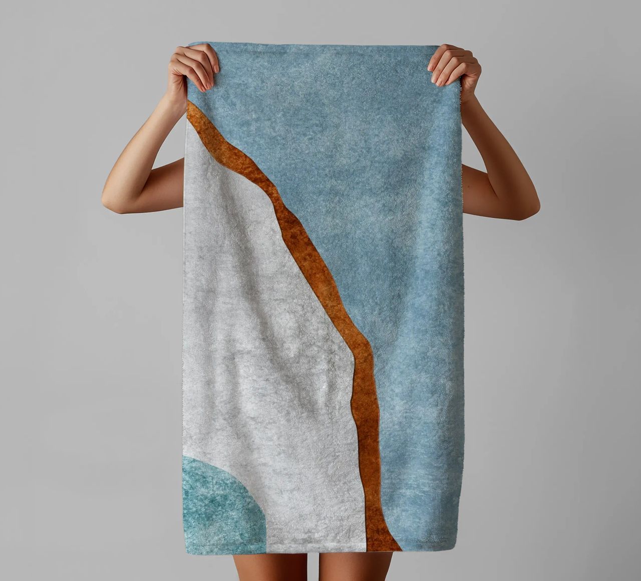 abstract art rust cutouts towel by vintageshop