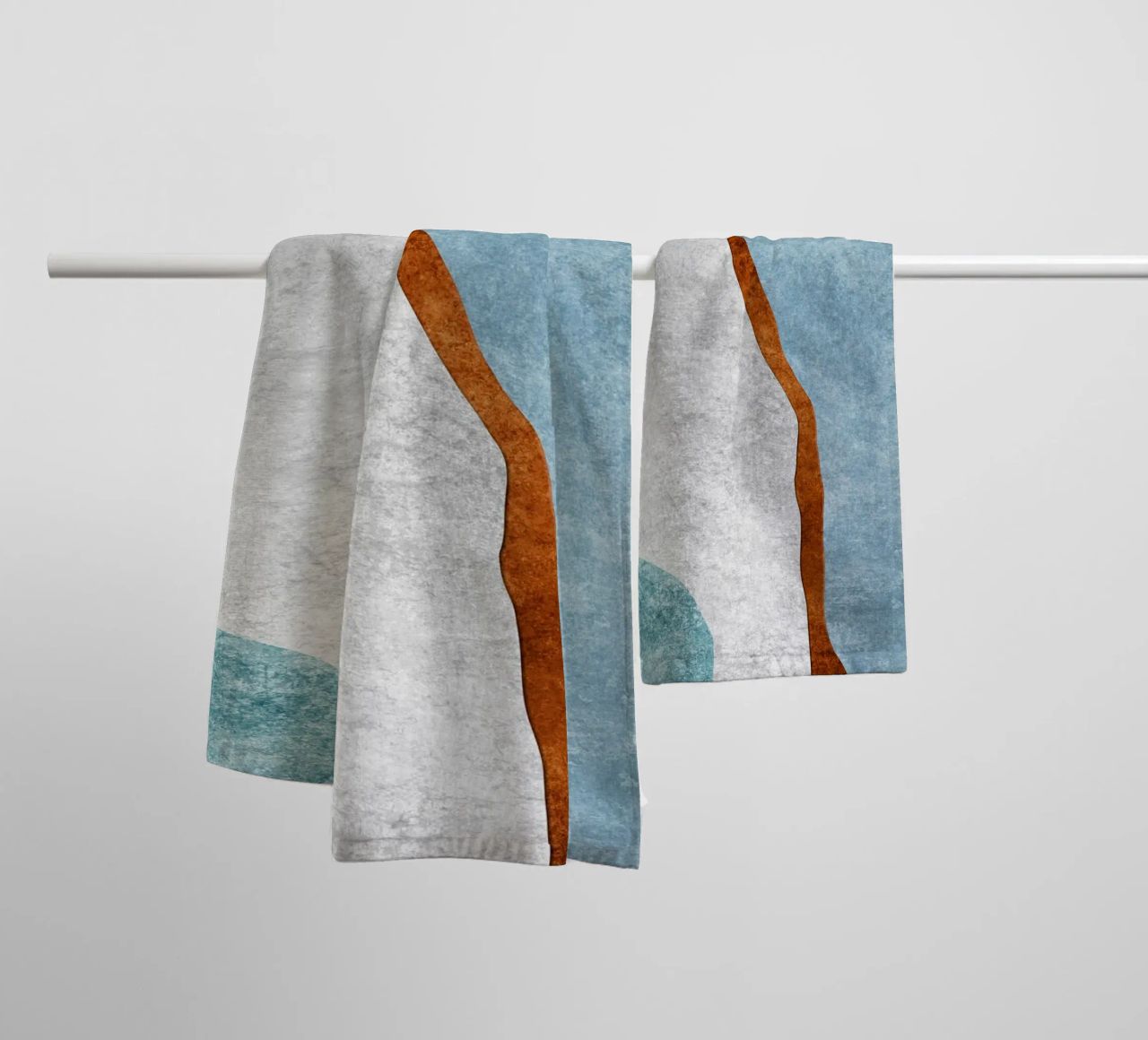 abstract art rust cutouts towel by vintageshop