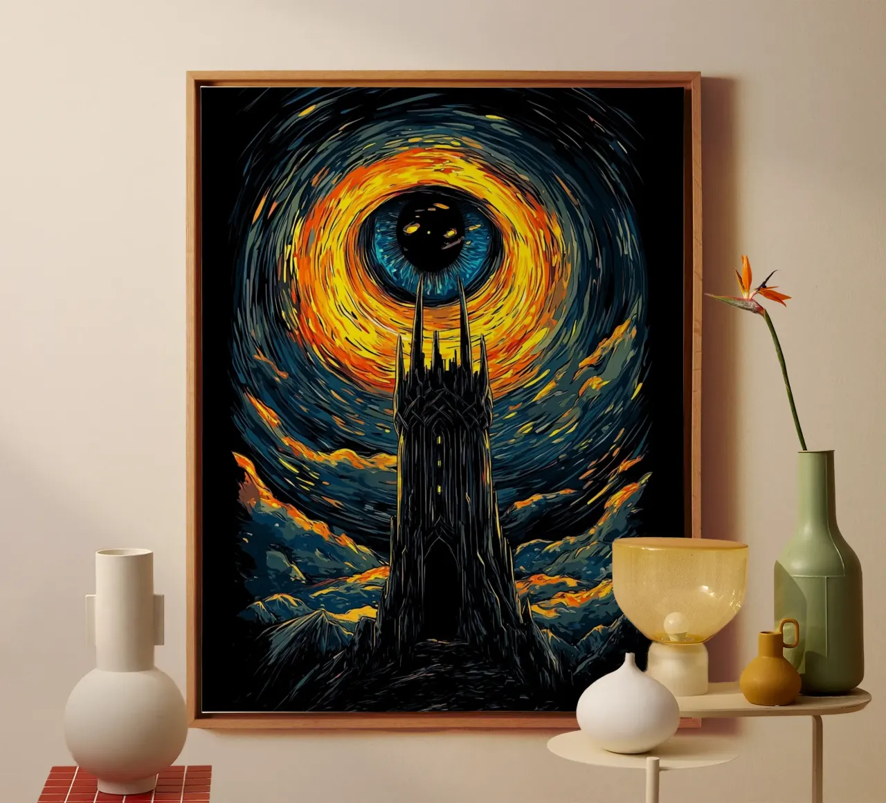 L'occhio di Sauron - Notte stellata a Mordor tela da Mittelerde Atelier