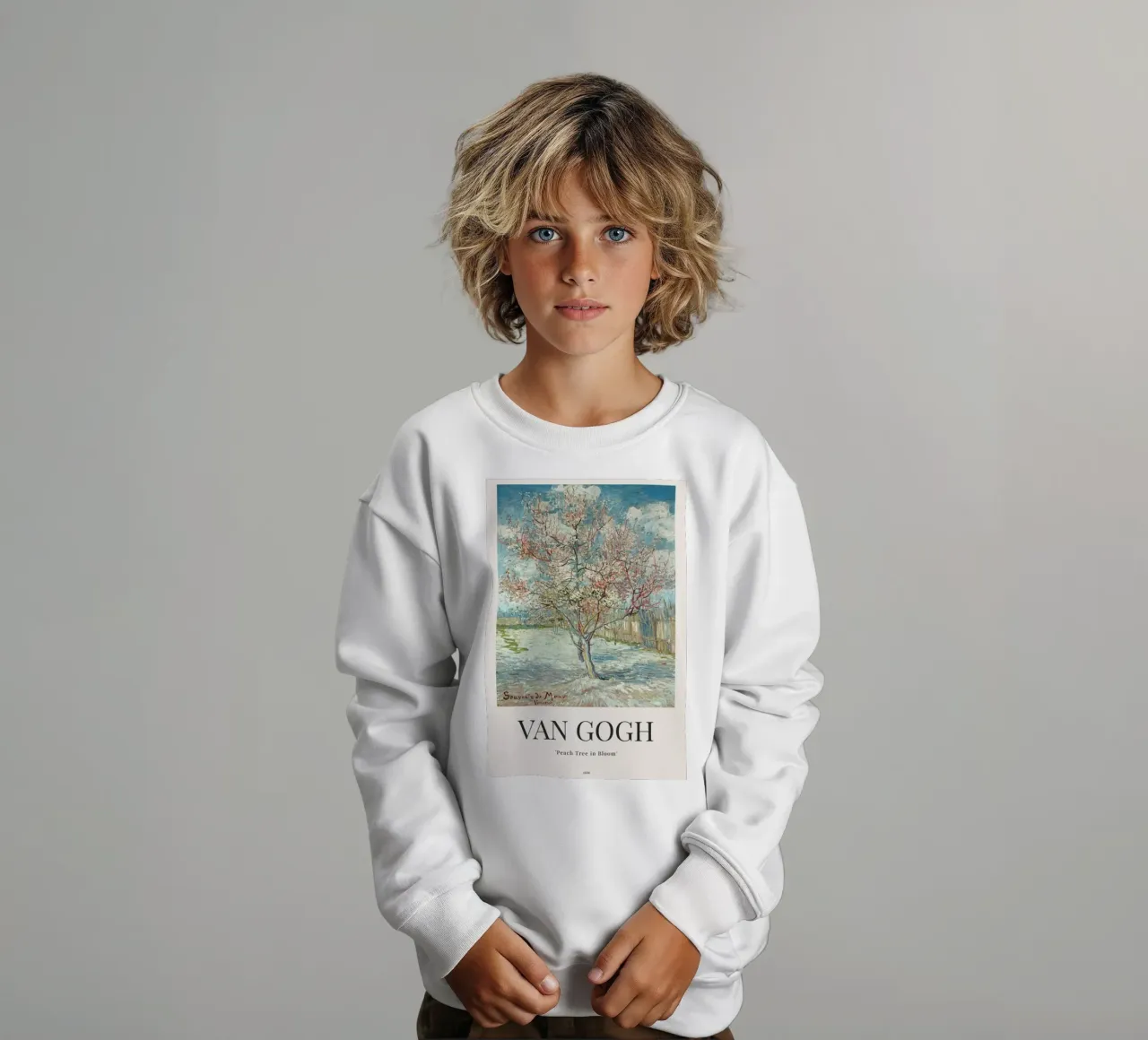 a peach tree in full bloom kids sweatshirt by Piper Shop Oke
