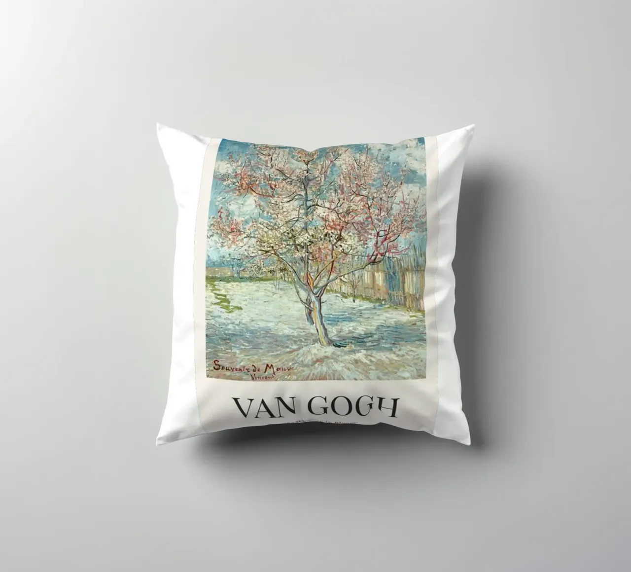 a peach tree in full bloom decorative cushion by Piper Shop Oke
