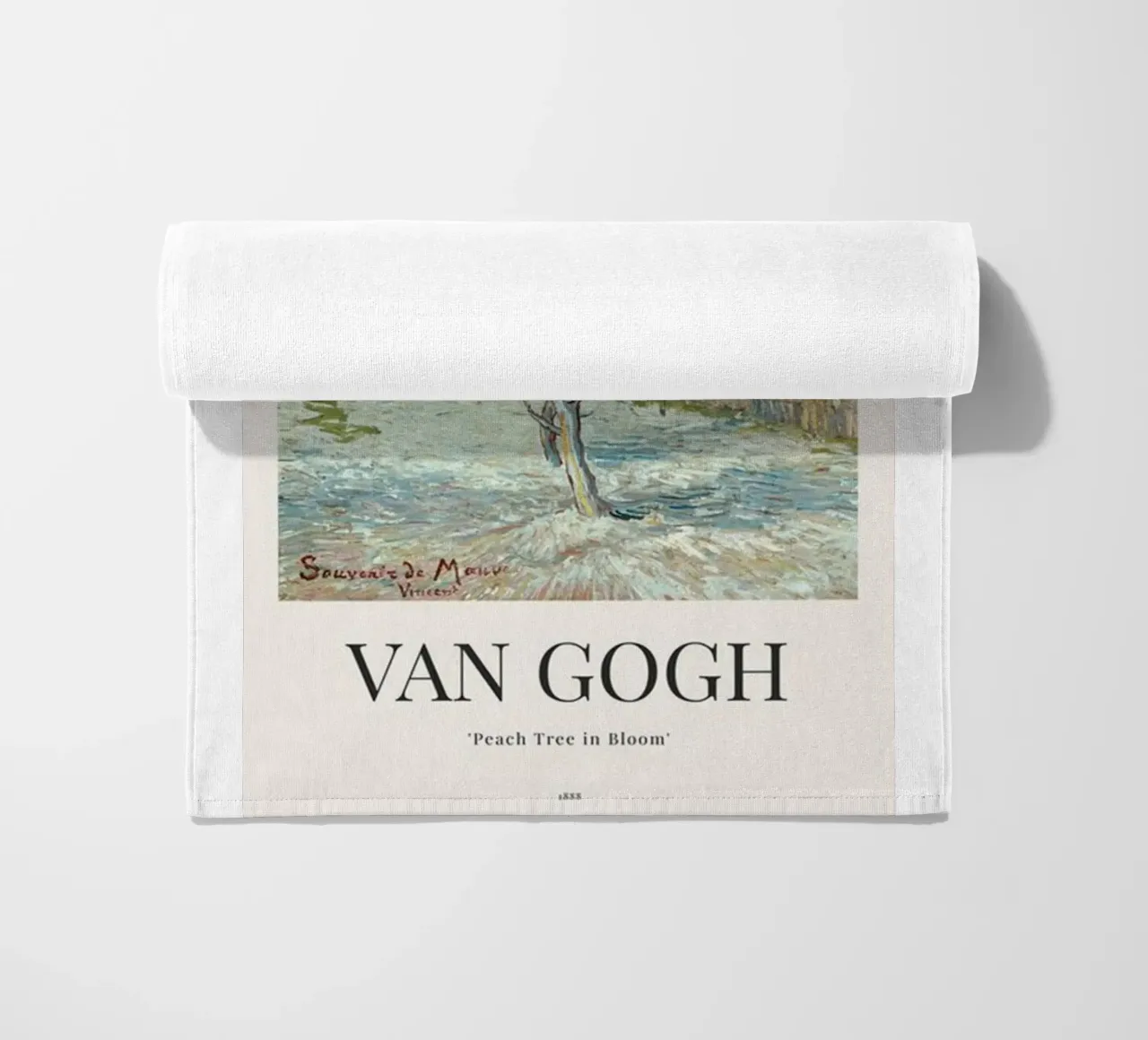 a peach tree in full bloom beach towel by Piper Shop Oke