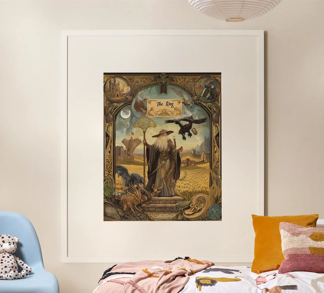 L'Anello - Un giuramento mitico in pietra e luce poster con telaio in alluminio da Mittelerde Atelier