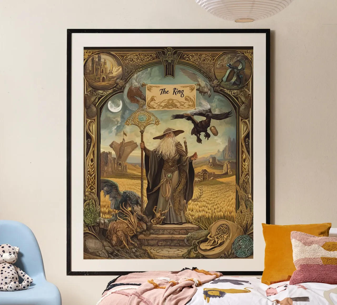 L'Anello - Un giuramento mitico in pietra e luce poster con telaio in alluminio da Mittelerde Atelier