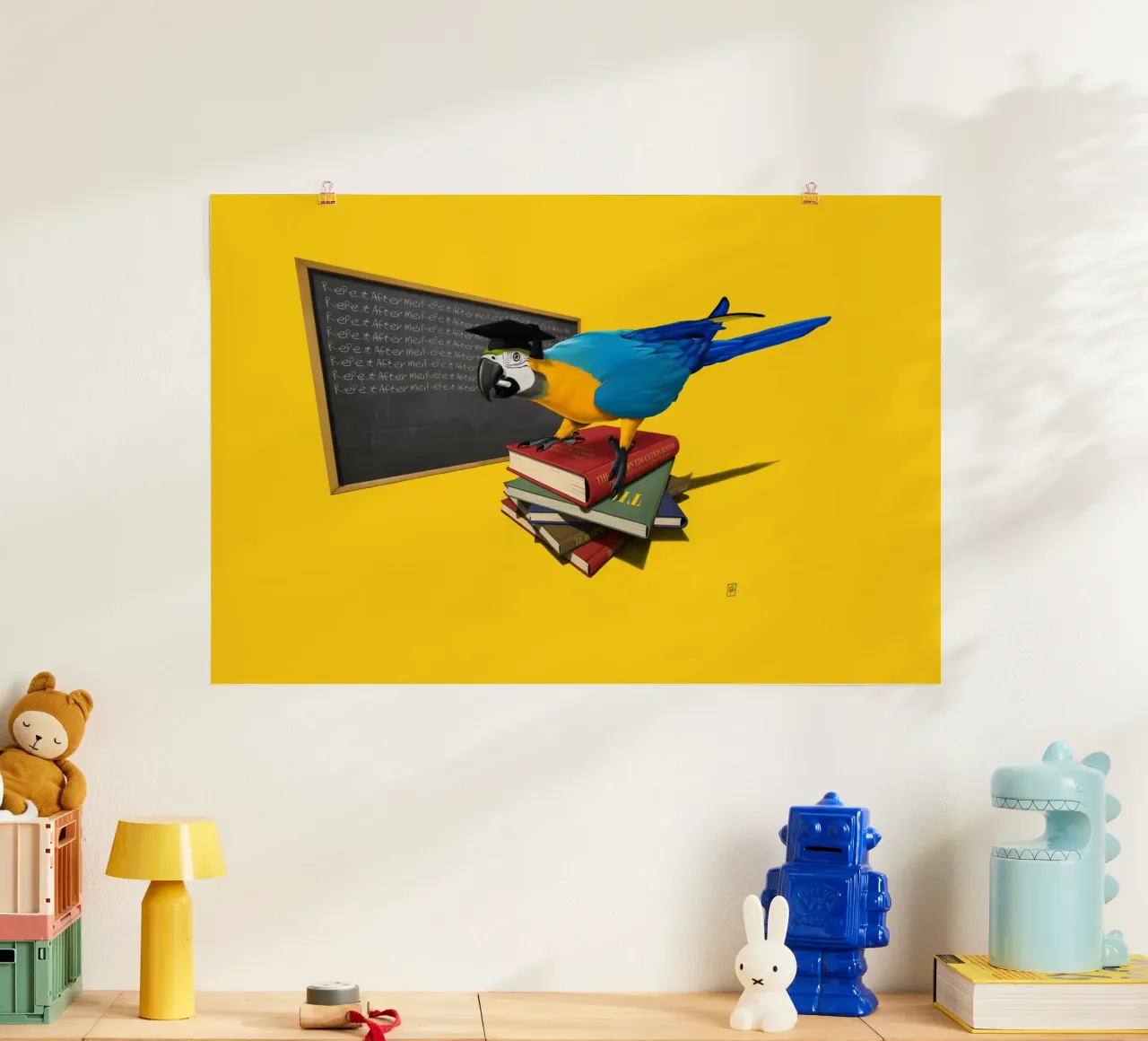Repeat (Coloured) poster con telaio in legno da Rob Art | Illustration