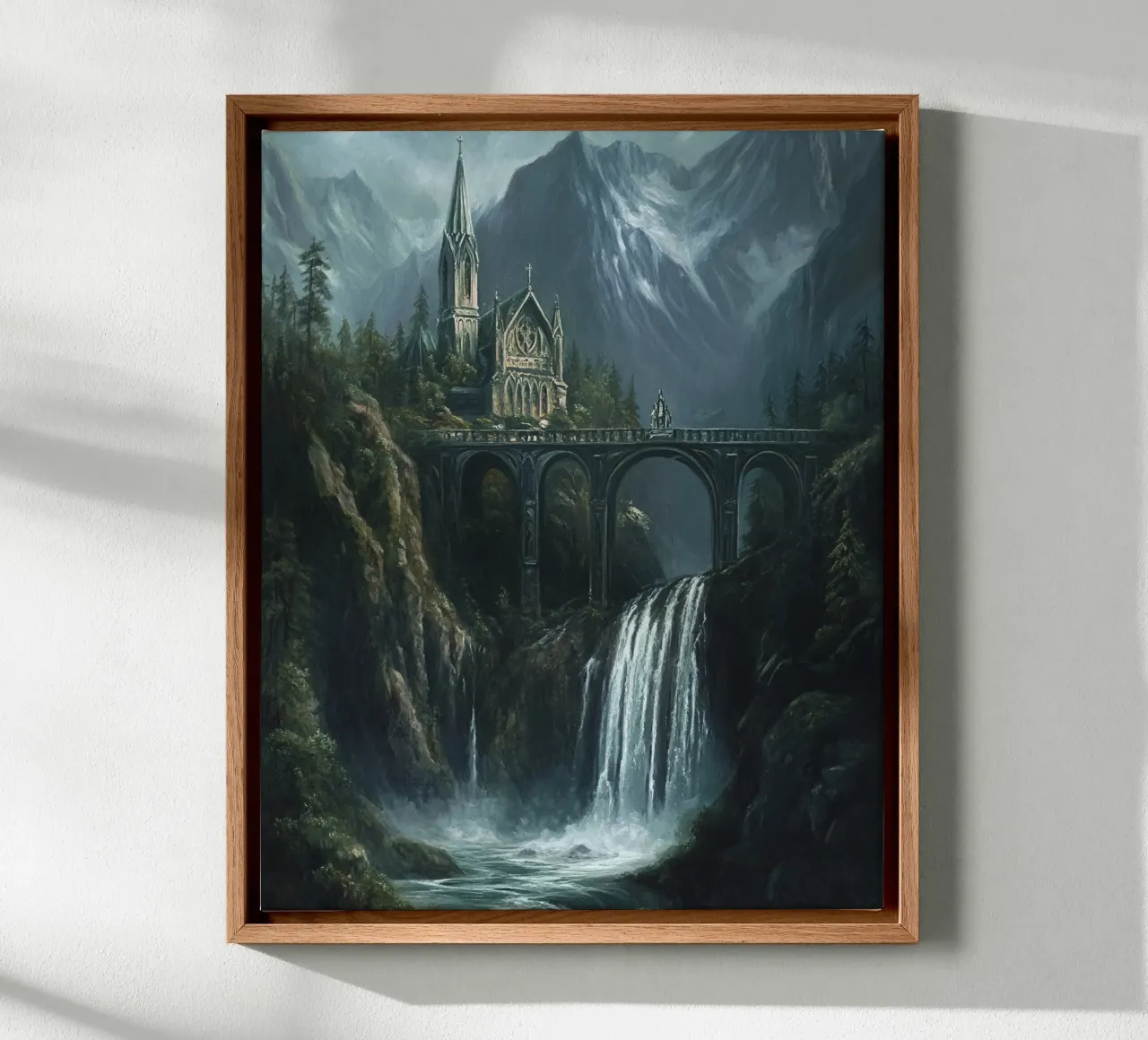 De brug van de Heer - Echo's over de afgrond canvas met Baklijst van Mittelerde Atelier