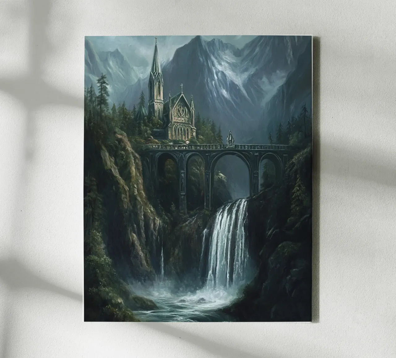 De brug van de Heer - Echo's over de afgrond canvas met Baklijst van Mittelerde Atelier