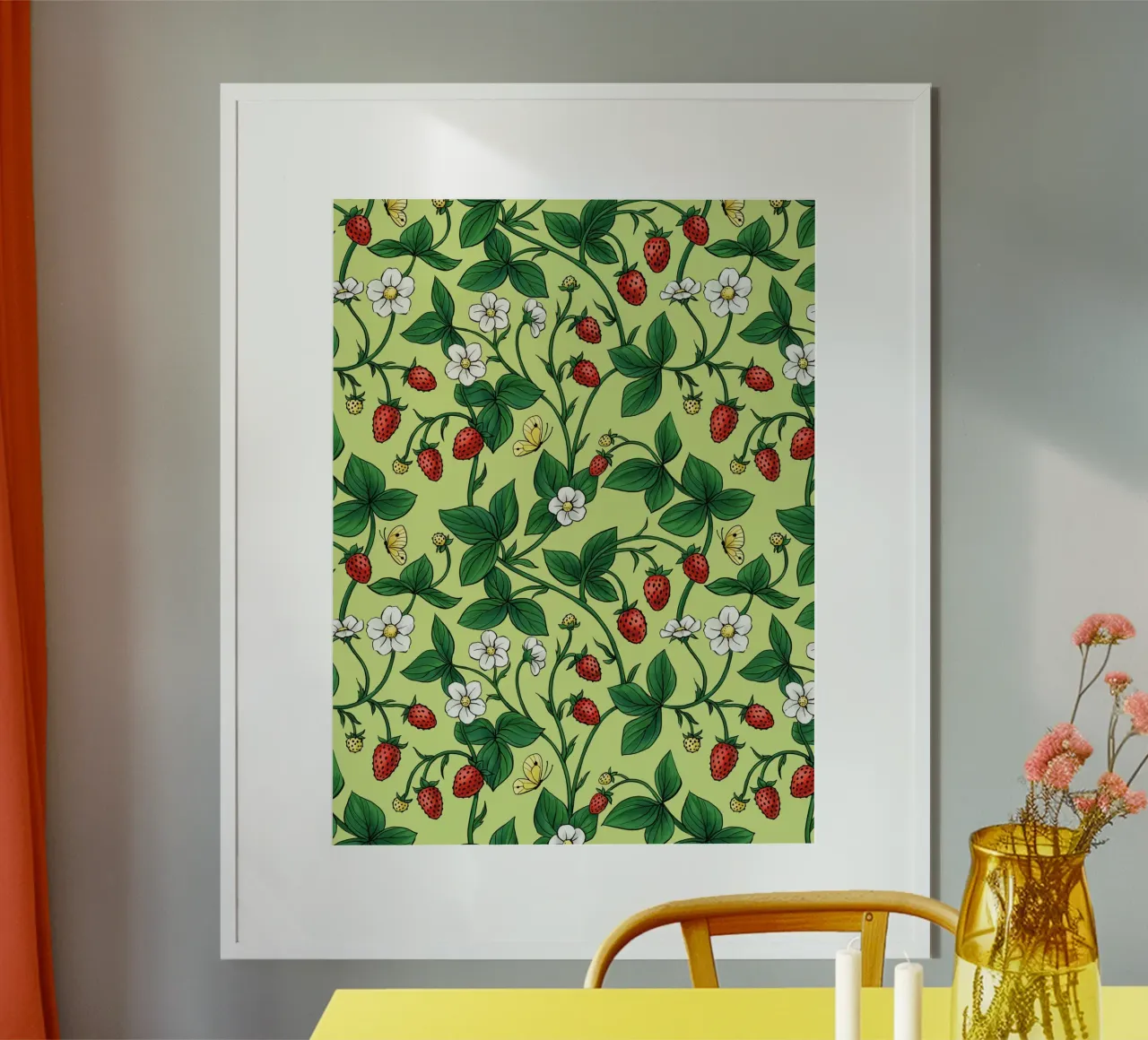 Fragole selvatiche verdi e rosse carta hahnemühle da Painted Nature