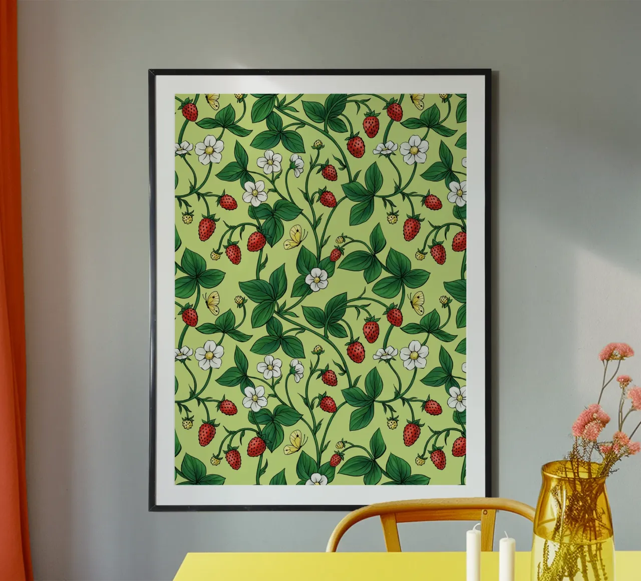 Fragole selvatiche verdi e rosse carta hahnemühle da Painted Nature