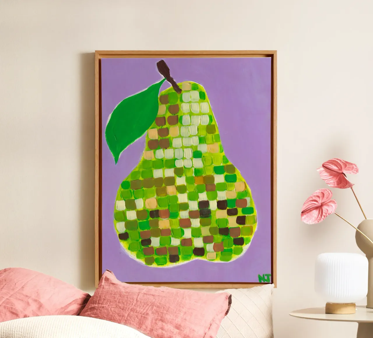 Disco Pear tela con Cornice a cassetta da Natasha Joseph