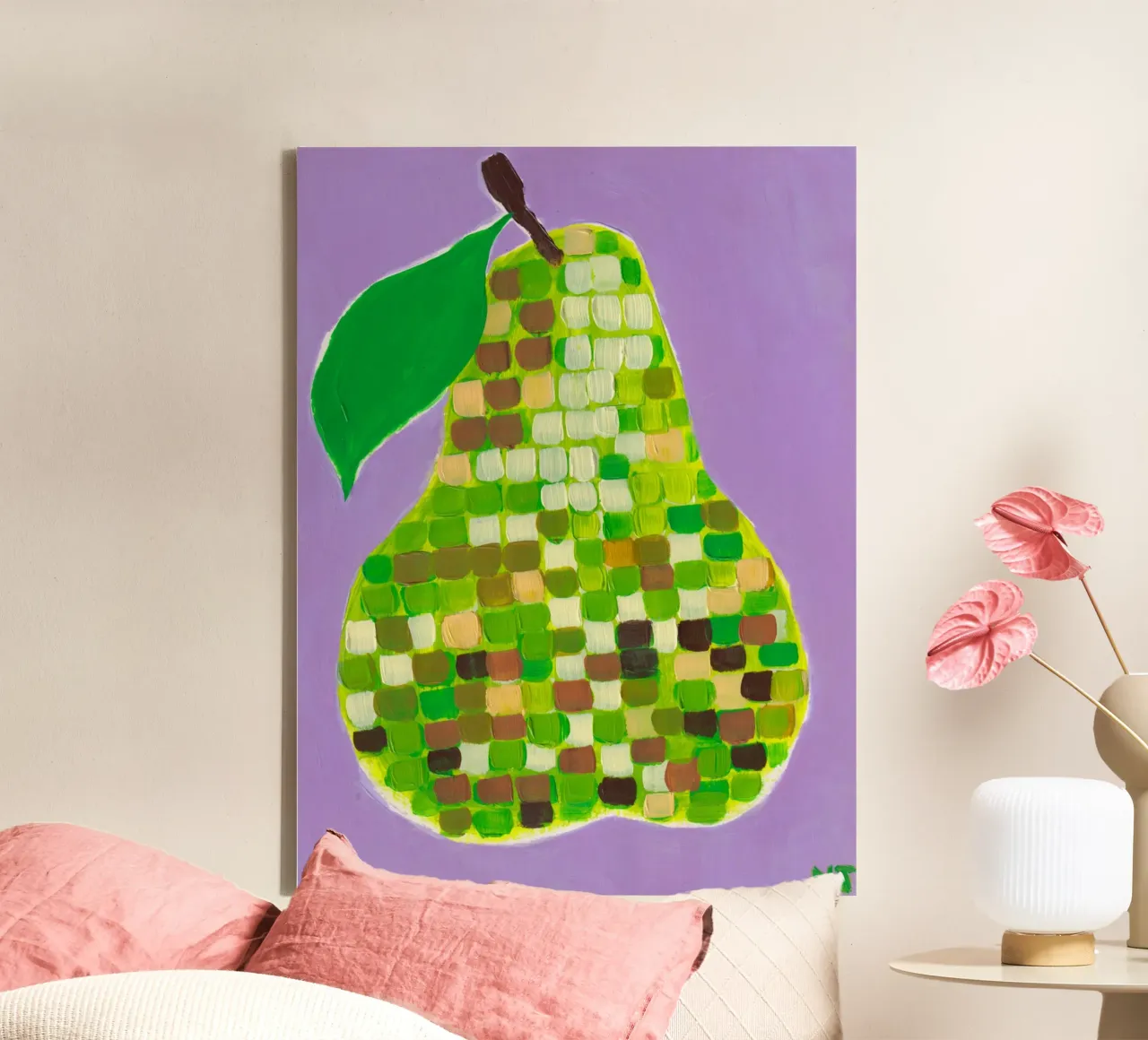 Disco Pear tela con Cornice a cassetta da Natasha Joseph
