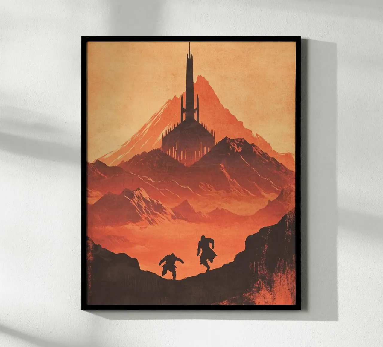 La Guardia di Sauron - Assedio al tramonto retrò poster da Mittelerde Atelier