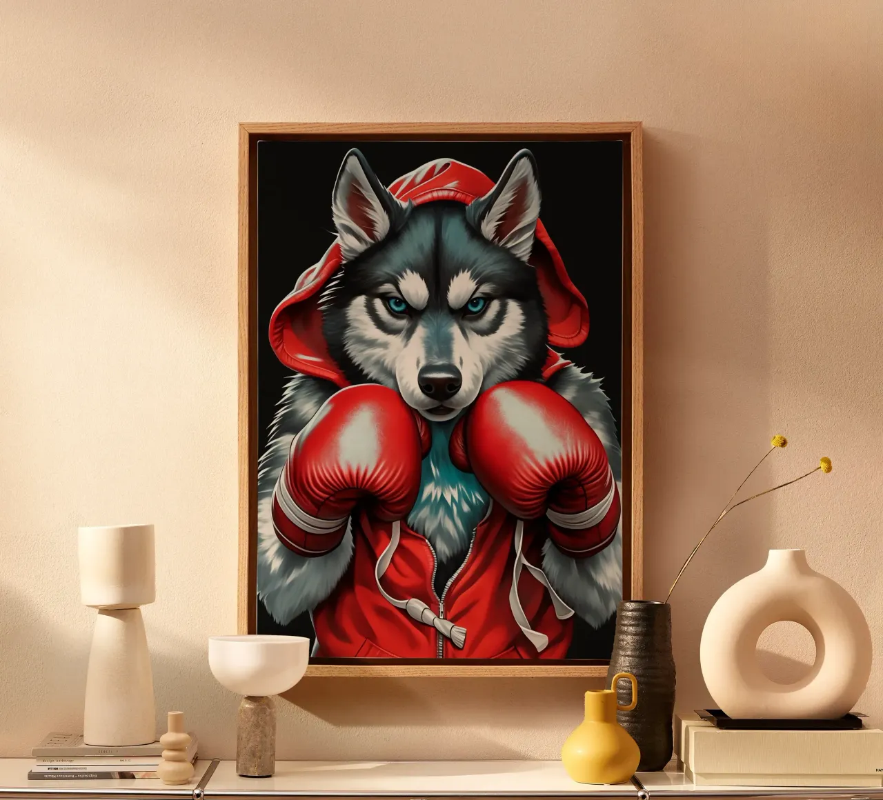 Boxe del lupo tela con Cornice a cassetta da Fleur de Lys