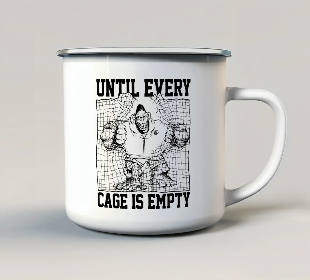 Gorilla Biscuits Until Every Cage Is Empty Emaille Tasse von kiwirsemplok