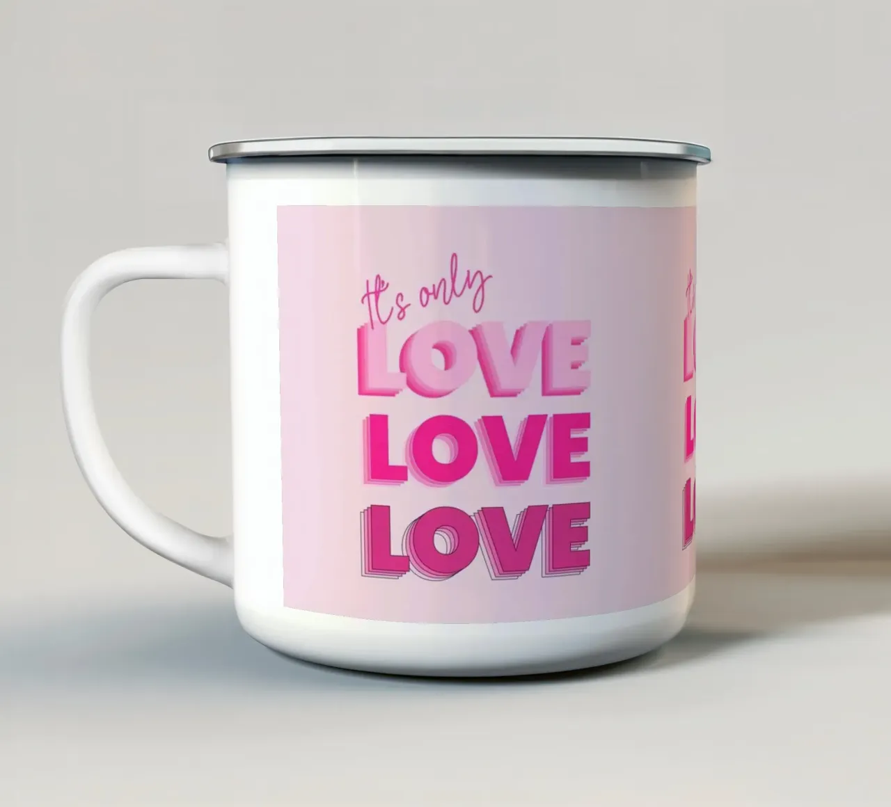 Amore a strati - Poster artistico con testo sfumato rosa tazza in smalto da showmemars